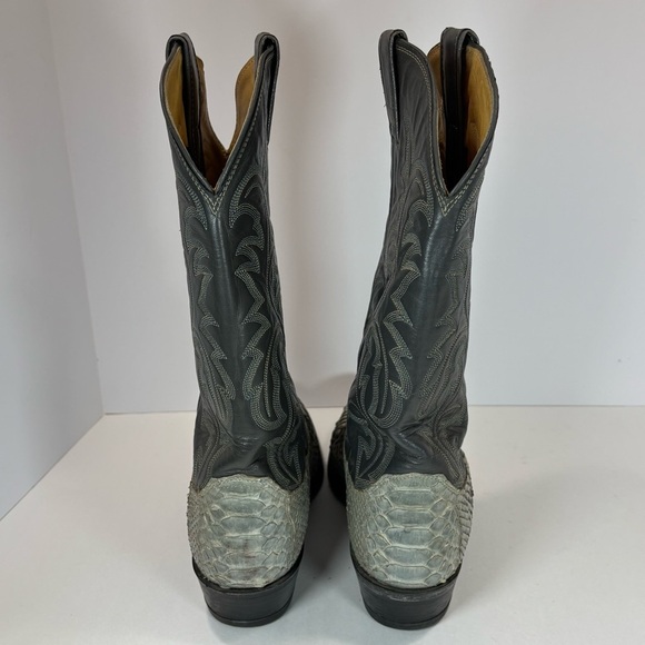 Men’s Justin Boots 8670 Natural Snake Skin Grey Leather Cowboy Boots Size 9 E - Picture 6 of 10